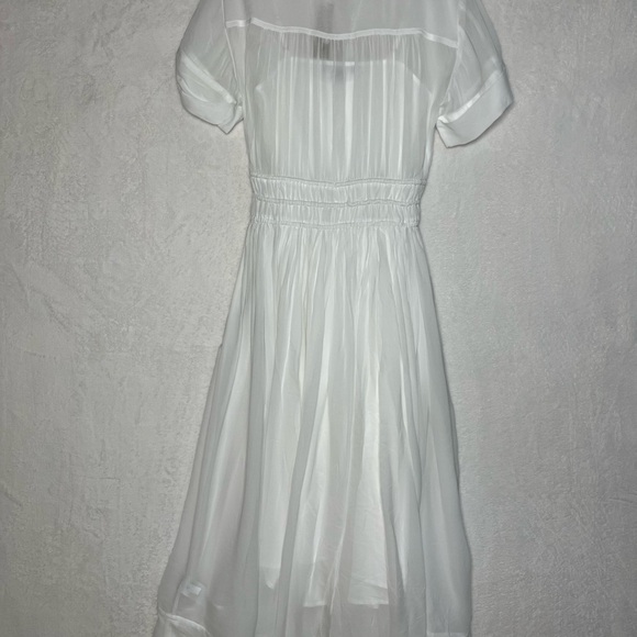 J. Crew Elena Shirtdress Chiffon White Midi A Line Minimalist Sheer US 0 NWT - Picture 6 of 9